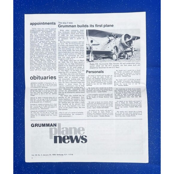 Grumman Plane News, Vol 39 #2, January 25, 1980 New Contract from Boeing Issue - Picture 2 of 6
